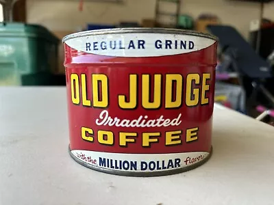 OLD JUDGE COFFEE 1 Pound Vtg Keywind Tin Can UNOPENED Irradiated Regular Grind • $9.99