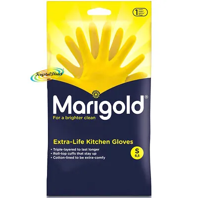 Marigold Extra Life Cotton Lined Kitchen Gloves SMALL Size 1 Pair • £4.69