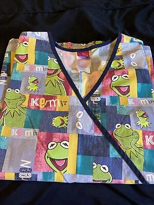 Vintage Kermit The Frog Scrubs Women's Size Small S Scrub Top Official Disney • $12.04