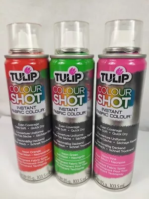 3 X Fabric Colour Spray Paint Instant Washable Colour Shot Tulip Upcycle  • £12.99