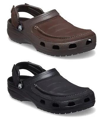 Crocs Mens Yukon Vista II Faux Vegan Leather Croslite Slip Ons Clogs Sandals • £36.99