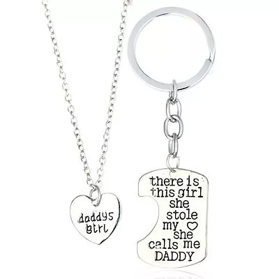 Daddy's Girl Father Daughter Necklace Charm Key Ring Key Chain Pendant Set #kc13 • $7.75