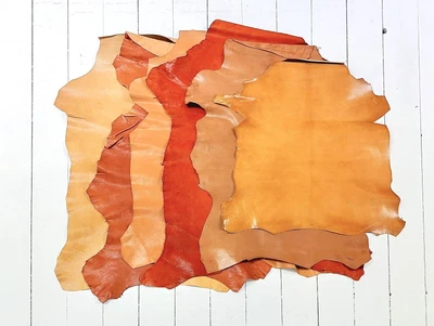 £59.99 • Buy 1mm Dyed Veg Tan Suede Sheepskin Leather Craft Half/whole Hide - Yellow Mixed