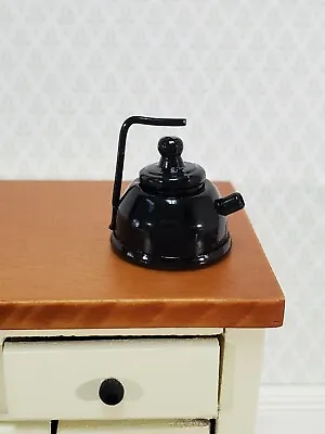 Dollhouse Miniature Teapot Kettle Modern Black With Lid 1:12 Scale Kitchen • $4.49