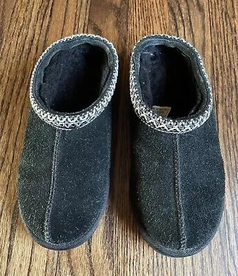 UGG Tasman II Slippers Shoes Black Suede Sheepskin Slip On Comfort Youth Size 2 • $30