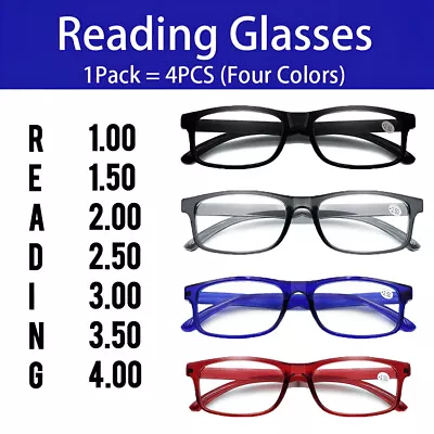 Reading Glasses Mens Womens Readers 4 Pack Assorted Readers Multipack Glasses • $8