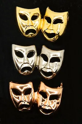£5.99 • Buy Gold, Silver, Bronze- Set Of 3 Comedy & Tragedy Drama Theatre Masks Pin Badges