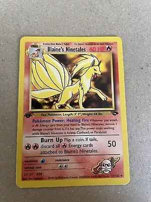 Blaines Ninetales 1st Edition 21/132 Pokemon Card Gym Challenge WOTC EX-NM 2000 • $29.95