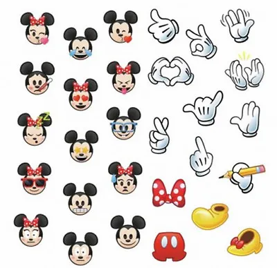 MICKEY & MINNIE MOUSE EMOJI Wall Stickers 29 Decals Phone Text Disney EMOTICON • $9.99