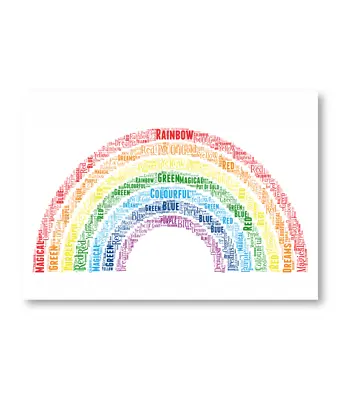 Personalised Rainbow Word Art Print - Baby Nursery Word Art Mothers Day Gift • £17.95