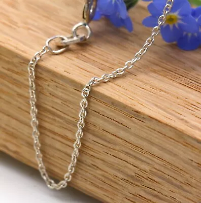 Solid 925 Sterling Silver Trace Oval Link 1.1 Mm Necklace Chain 16 - 24 Inches • £9.49