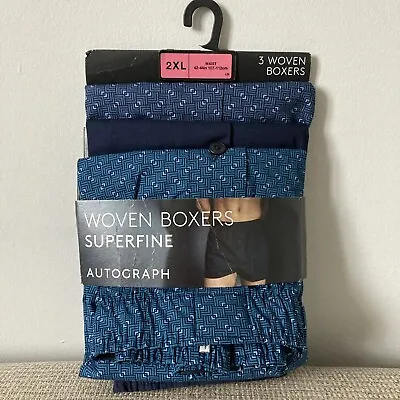 MARKS & SPENCER Mens AUTOGRAPH Woven Boxers Superfine RRP £30 Size 2XL 42 - 44 • £18.99