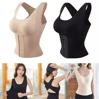 Underwear Women Slimming Vest Corset Top Padded Camisole Posture Corrector Bra • £8.18