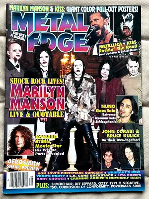 Metal Edge Magazine 1997 Metallica KISS Poster Marilyn Manson Howard Stern Ozzy • $15