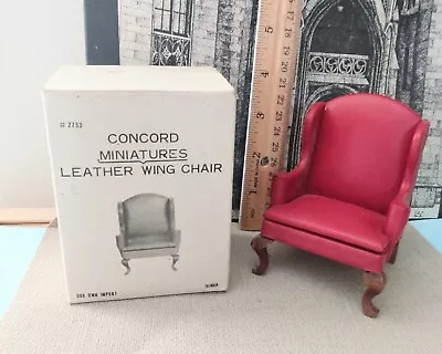 Vintage Concord Miniature Dollhouse Leather Wing Chair Red 1:12 # 2753 With Box • $15.10