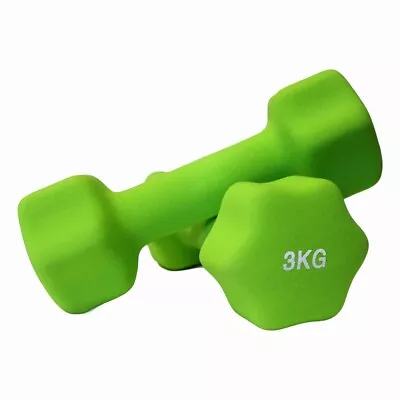 2x 3KG Dumbell Set Neoprene Dumbbells Anti-Slip Gym Strength Hand Weights Pairs • $42.99