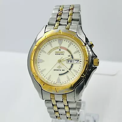 Seiko Kinetic Sports 50 Men's Two Tone Sapphlex Crystal Day/Date 39mm Watch • $195