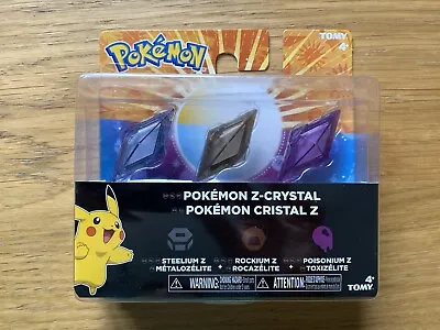 Pokemon Z Crystal Ring Steelium Rockium Poisonium 3-Pack Tomy 2016 New • $24.99