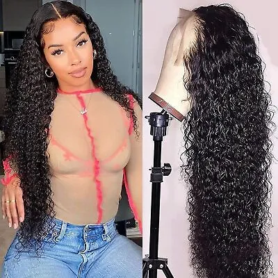 £199.21 • Buy 32 Inch Lace Front Wigs Human Hair Wig Kinky Curly Lace Fontal Wigs 180% Density
