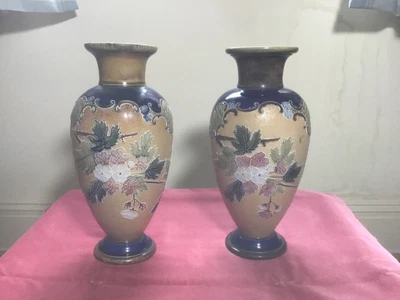 £75 • Buy Pair Doulton Lambeth Slaters Vases By Emily Partington