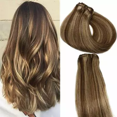 Double Weft Hair Extensions Sew In Weave Brazilian Remy Human Hair Bundle 100gr • $75