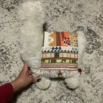 Llama White Newport Throw Pillow  Colorful Pompoms Blanket Saddle Rope Tassel • $17