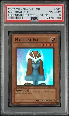 PSA 8 Yugioh Mystical Elf LOB-062 Super Rare 1st Edition GLOSSY • $46.50