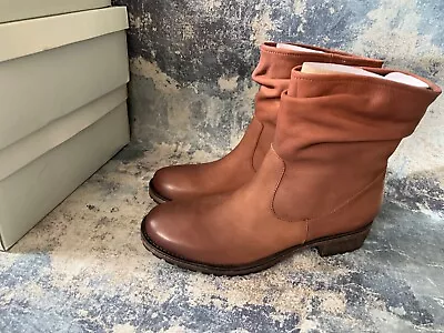 Cara London Mc Coy Tan Nubuck Leather Mid Casual Boots Rrp £130 • £36.99