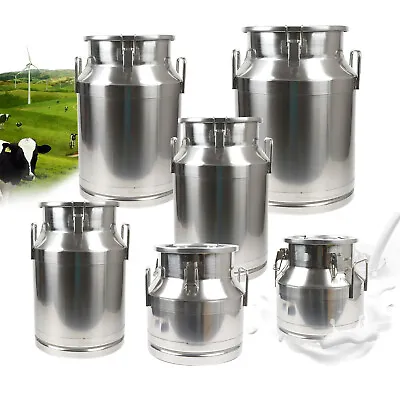 12-60L Stainless Steel Milk Can Wine Pail Bucket Oil Milk Tote Jug With Seal Lid • $87