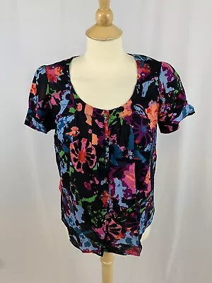 Thakoon For Target Black Floral Top Thin Cotton Summer Peasant Button Front XS • $9.99