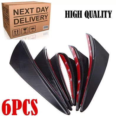 6pcs Gloss Black Car Front Bumper Lip Splitter Fins Body Spoiler Canards Fin Lip • £5.99