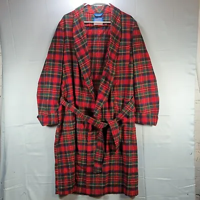 Pendleton Wool Robe M Mens Tartan Plaid Prince Charles Edward Red Green USA Made • $49.35