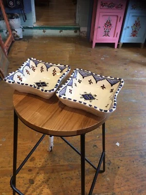 £19.99 • Buy Moroccan Hand Painted Square Bowls 15x 15cm/5cm Deep (2pieces)