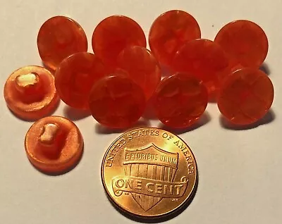 12 Small Pearlized Orange Plastic Shank Buttons Just Over 7/16  11.5mm 9869 • $2.99