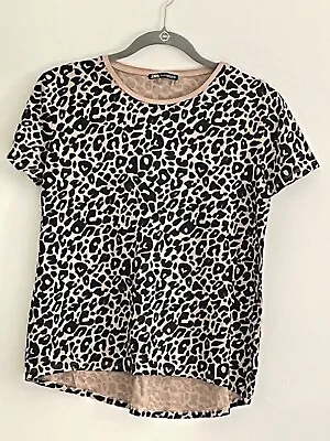 Zara Shirt Woman’s Small Leopard Animal Print Short Sleeve Crew Neck T Shirt • $9.90