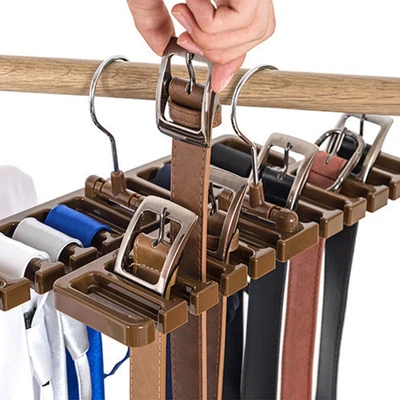 £6.18 • Buy 10 Slots Men Rack Organizer Belt Scarf Tie Holder Plastic Necktie Hanger Hook