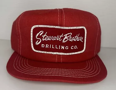 Vintage STEWART BROTHERS DRILLING CO 70 80 Red Hat Cap Snapback See Back Picture • $20.04