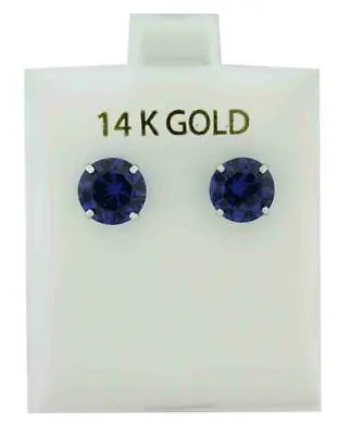 AAA  5.26 Cts LAB TANZANITE STUD EARRINGS 14K WHITE GOLD - New With Tag • $0.99