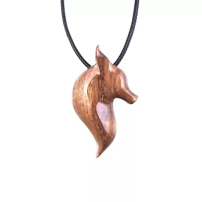 Hand-Carved Fox Necklace - Wooden Animal Pendant Wood Jewelry For Men And Women • $31.95