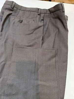 HUGO BOSS James3 Sharp5 Mens Gray Plaid Wool Flat Front Dress Pants 33R • $35