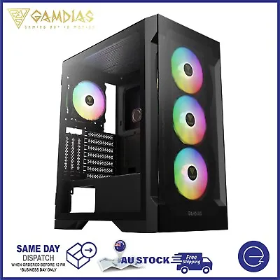 Gamdias Computer Case ATX Mid Tower Gaming PC Case With 4x ARGB Fans (Talos E2) • $99