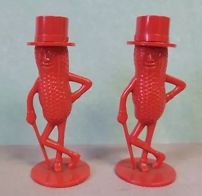 Vintage Planters Mr. Peanut Red Hard Plastic Salt And Pepper Shakers 3” Tall • $9