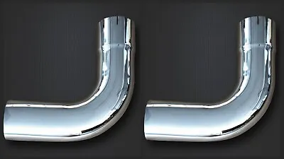 Pair 4  Inch ID/OD X 18  Inch Arms Chrome 90 Degree Elbow Exhaust Pipe Tube New • $166