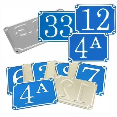 French Traditional Blue House Number Door Gate Plate Metal Sign Plaque 01 To 99 • £8.95