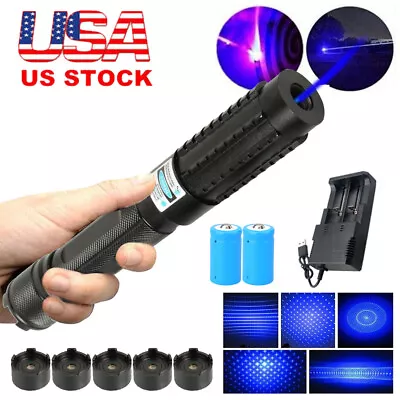 450nm 6w Blue Burning Laser Pointer Adjustable Visible Beam Light  US • $52.99