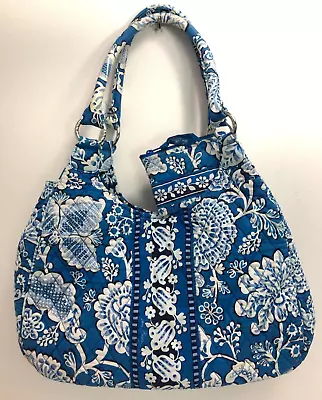 2 PC Vera Bradley Blue Lagoon Large Hobo Bag + Coin Purse GUC See Photos • $9.49