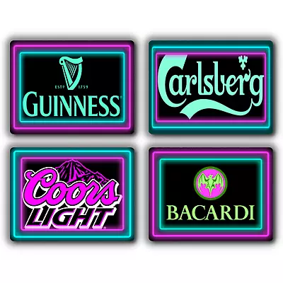 Neon Bar Signs Man Cave Decor Beer Pub Plaque Wall Art House Retro Home Room Tin • £5.99