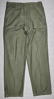 Vintage 70s VIETNAM Era Military Trousers Utility Sateen OG-107 Size 36x35 • $89.99