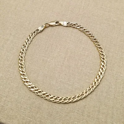 Women's 9ct Yellow Gold 4mm Double Curb Bracelet 7.5 Inch • £209