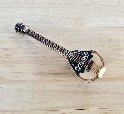 Miniature Mandolin Instrument With Case Wood 4  Fits 1:6 Scale • $16.49
